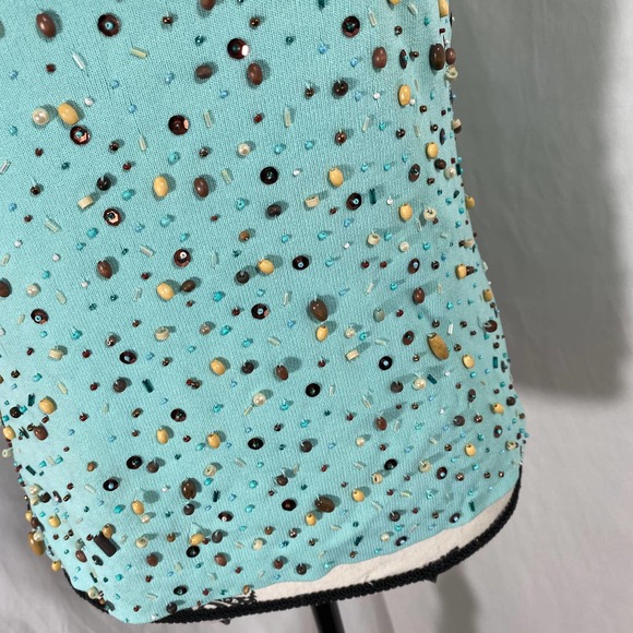 Due Per Due Woman's Scoop Neck Sleeveless Beaded Stretch Tank Sz L - Picture 3 of 6